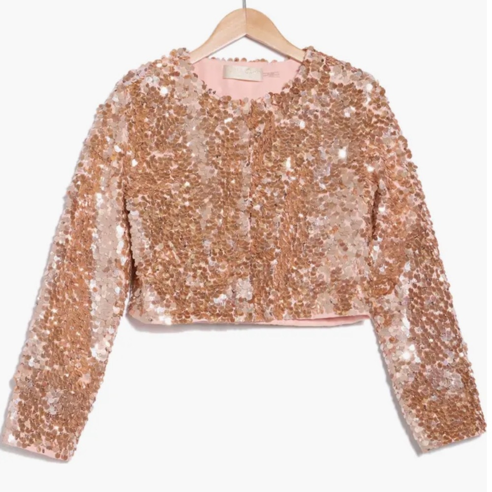 Alice + Olivia Kidman sequin crop jacket small